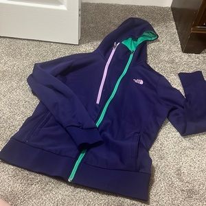 Northface Purple & Green Zipup Hoodie Size L